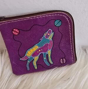Howling Wolf Purple Coin Purse. Tiny Purse 🌴